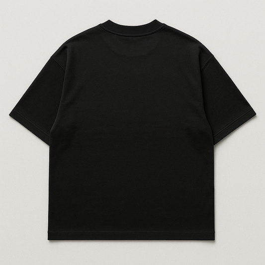 Black oversized drop shoulders t-shirt back with white background