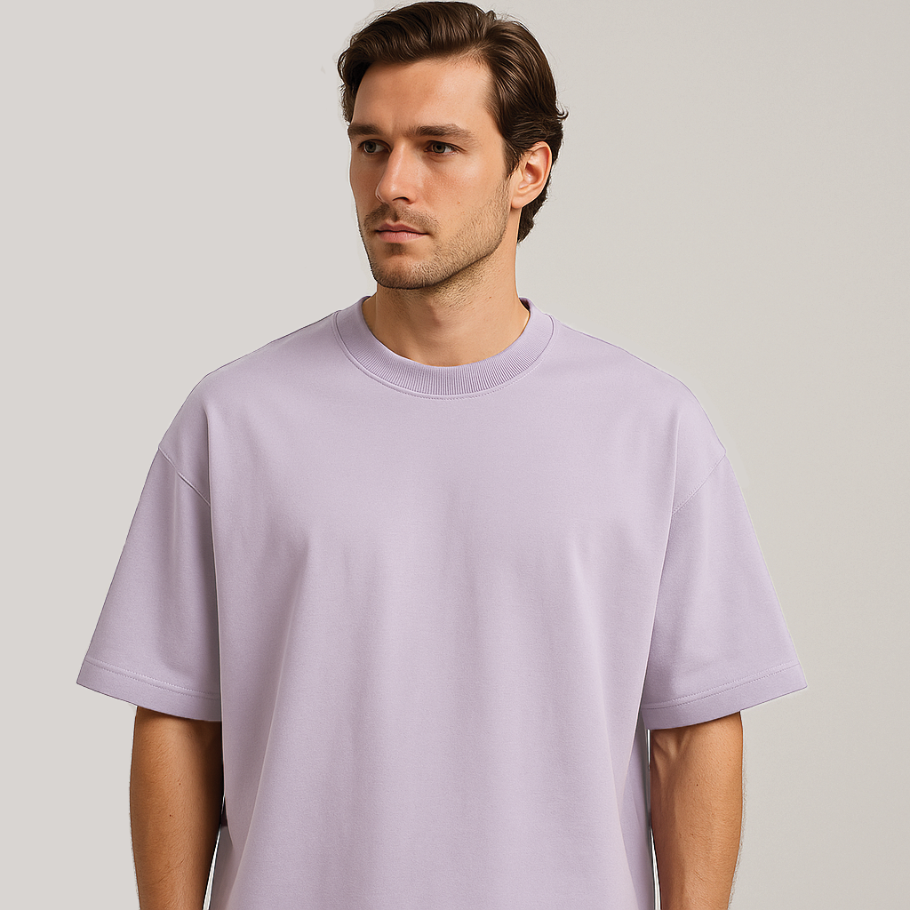 Lavender, Oversized drop shoulders T-shirt, 100% premium cotton.