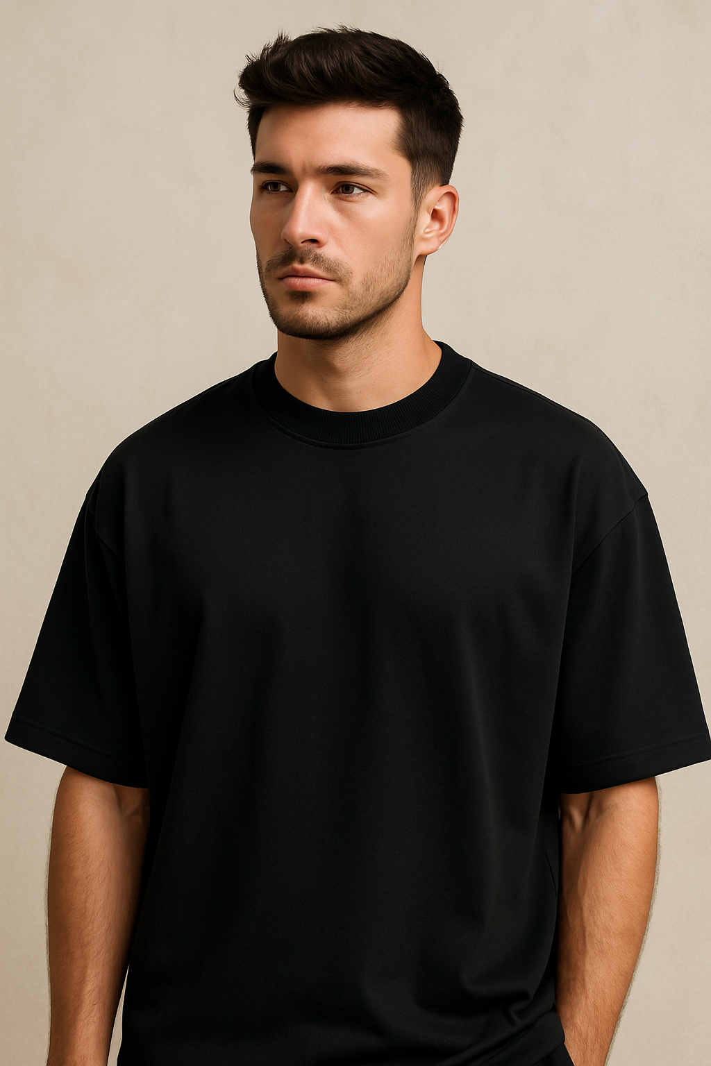 Drip black, Oversized drop shoulders T-shirt, 100% premium cotton.