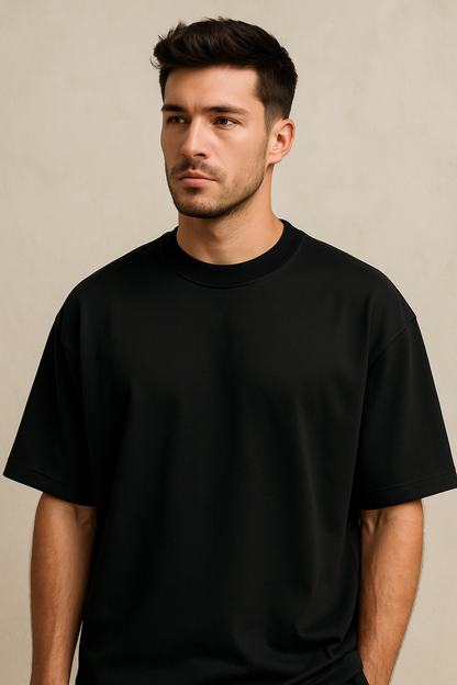 Drip black, Oversized drop shoulders T-shirt, 100% premium cotton.