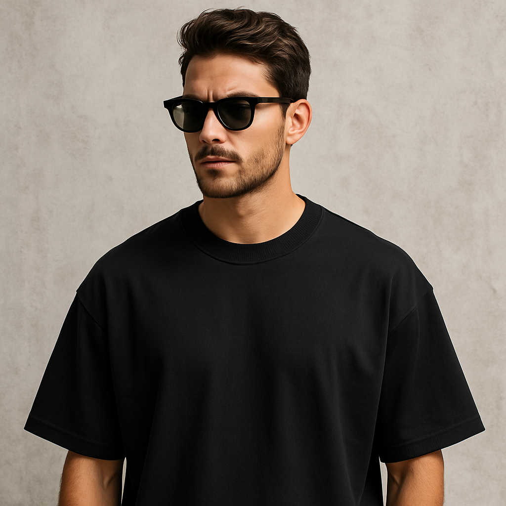 Drip black, Oversized drop shoulders T-shirt, 100% premium cotton.