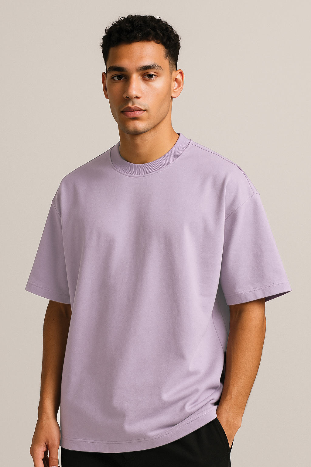 Lavender, Oversized drop shoulders T-shirt, 100% premium cotton.