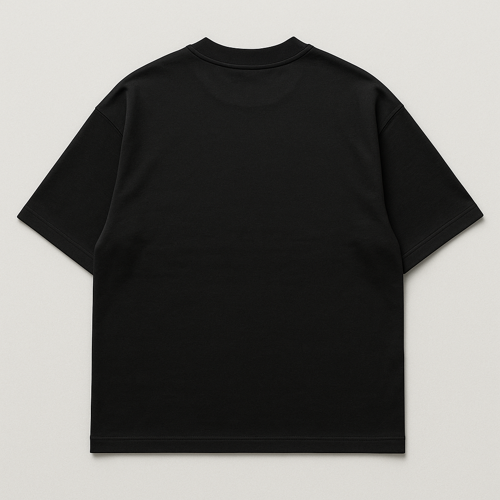 Black oversized drop shoulders t-shirt back with white background