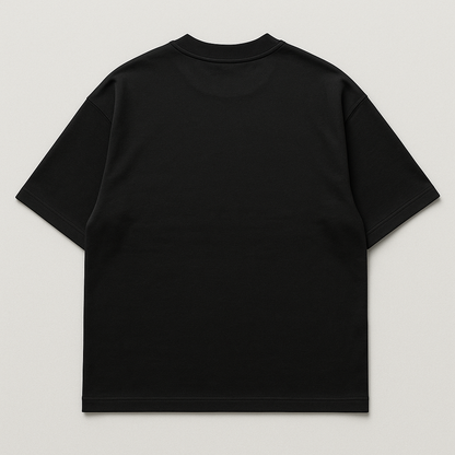 Black oversized drop shoulders t-shirt back with white background