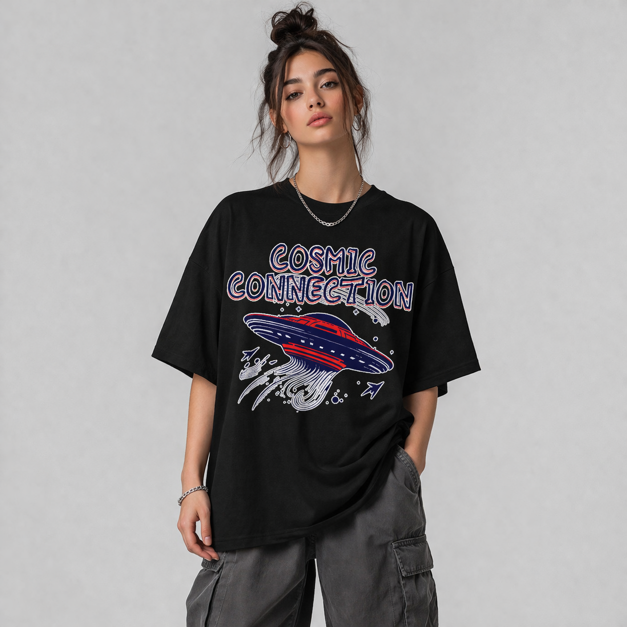 Cosmic Connection – Oversized Drop Shoulder T-Shirt