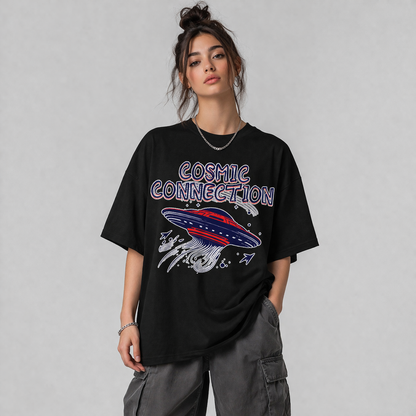 Cosmic Connection – Oversized Drop Shoulder T-Shirt