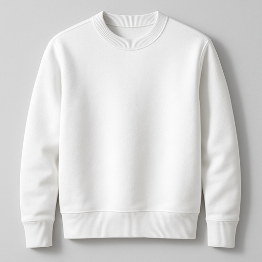 White, regular fit sweatshirt, 320 GSM.