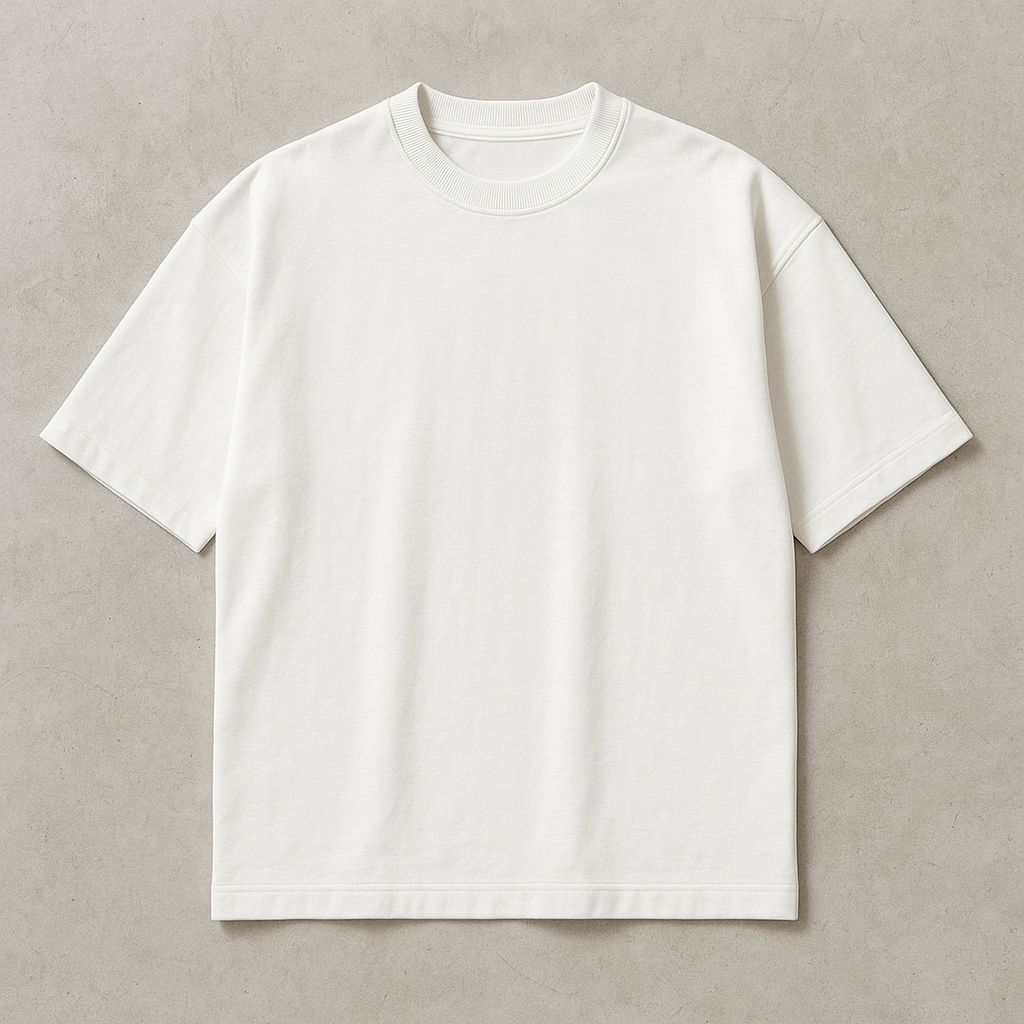 White, Oversized drop shoulders T-shirt, 100% premium cotton.
