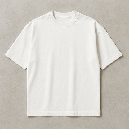 White, Oversized drop shoulders T-shirt, 100% premium cotton.