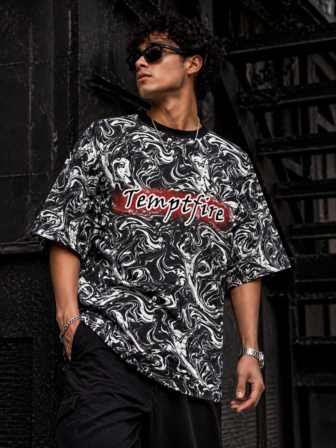 Temptfire Camou – Oversized Drop Shoulder T-Shirt