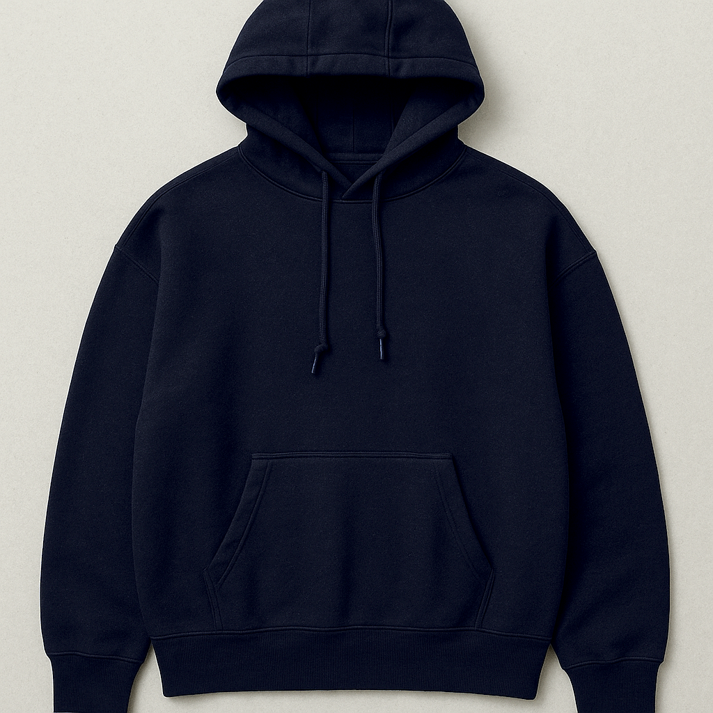 Navy, Oversized drop shoulders hoodie, 430 GSM.