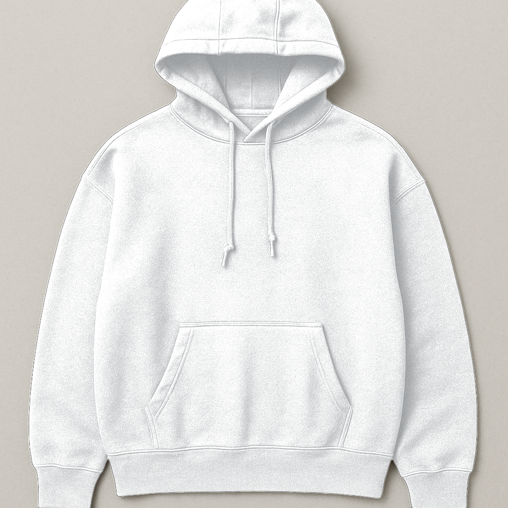 White, Oversized drop shoulders hoodie, 430 GSM.