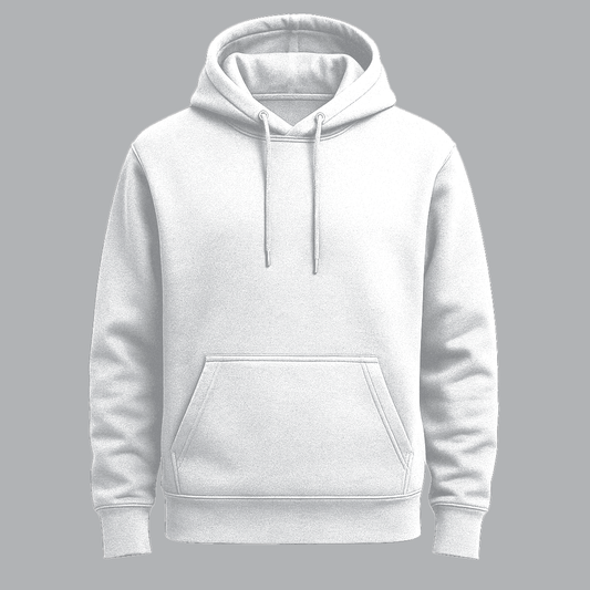 White, Regular fit hoodie, 320 GSM.
