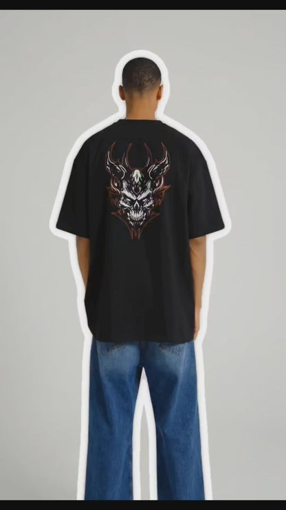 Satan, Oversized drop shoulders T-shirt, 100% premium cotton.