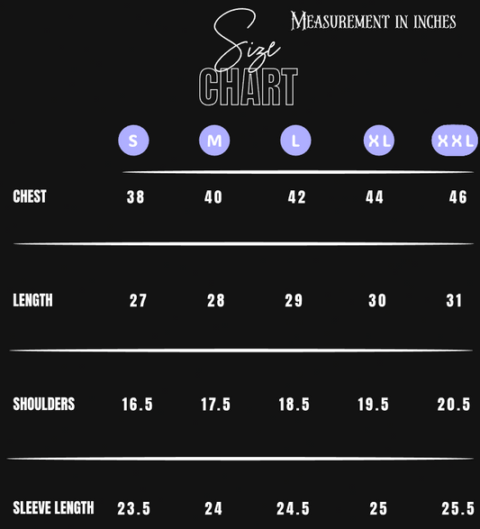Drippers Size Chart – Regular Fit Sweatshirts Sizing Guide (S to 2XL)