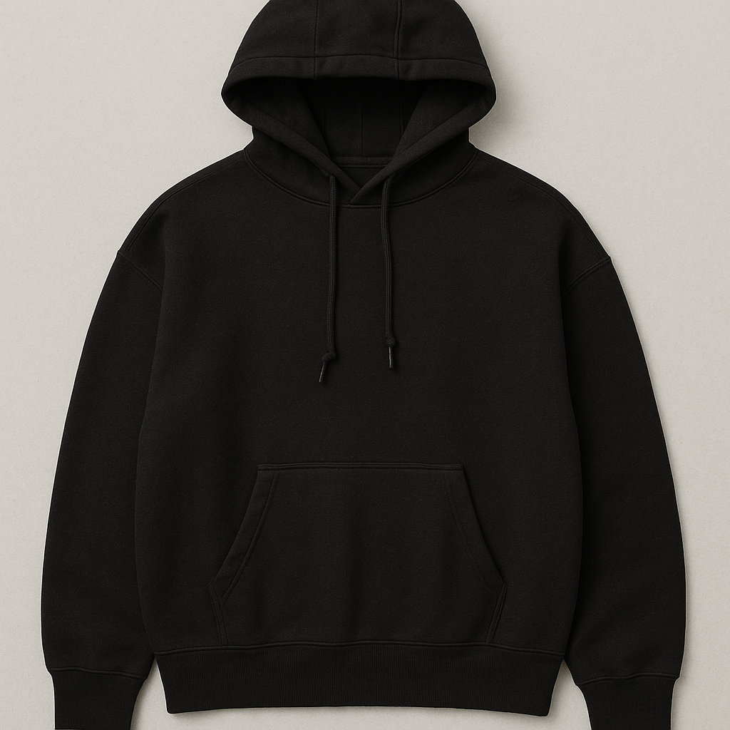 Drip black, Oversized drop shoulders hoodie, 430 GSM.